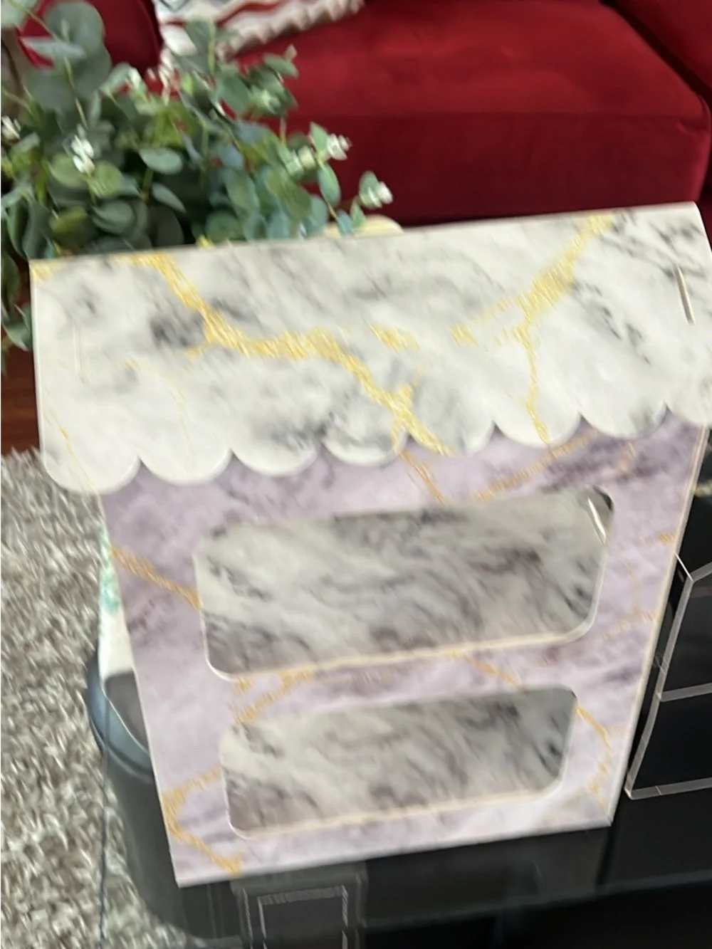 Candy Bar ..:Marble-Pattern Two-Tier Display Shelf - Black & White